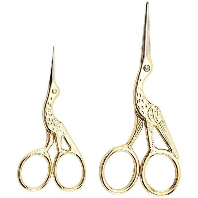2PCS Vintage Stork Shape Sewing Scissors Stainless Steel Tailor Scissors Sharp Sewing Shears for Embroidery, Sewing, Craft, Art Work & Everyday Use