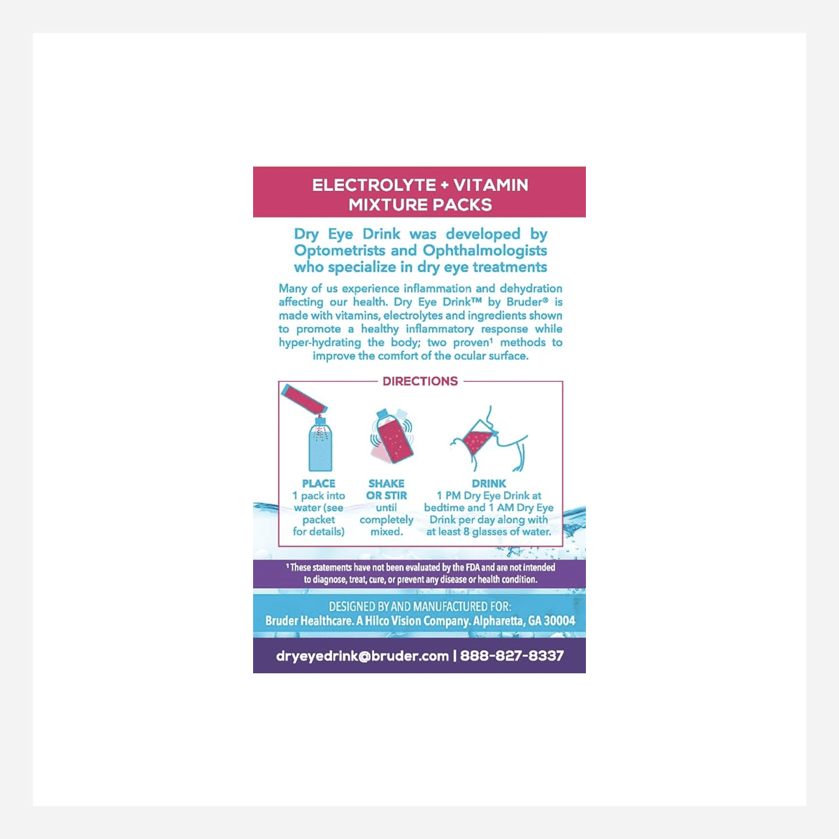 The Dry Eye Drink the Ultimate Hydration for Dry Eyes, Sugar-Free Electrolyte Powder Packets, Blended with Vitamins, Green Tea, Turmeric, Taurine, and Omega 3 (20 Packets of Mixed Berry AM/PM)