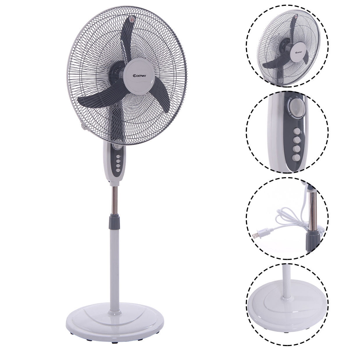 18 Pedestal Fan 3 Speed Oscillating Stand Floor Manual Control
