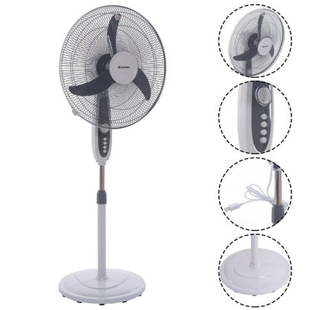 - Costway 18 Pedestal Fan 3-Speed Oscillating Stand Floor Manual Control Timer Swing Head