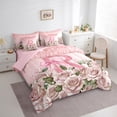 thumbnail image 3 of Manfei Personalized Initial 7-Piece Twin Bedding Sets,Pink Sequin Bedding Comforter Set,Rose Bow Breathable Sheet Sets,Ultra Soft Cute Home Decor,Reversible, 3 of 8