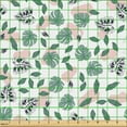 thumbnail image 2 of Ambesonne Hawaiian Colors Fabric by the Yard Upholstery, Scattered Leaves, 2 Yards, Laurel Green and Blush, 2 of 5
