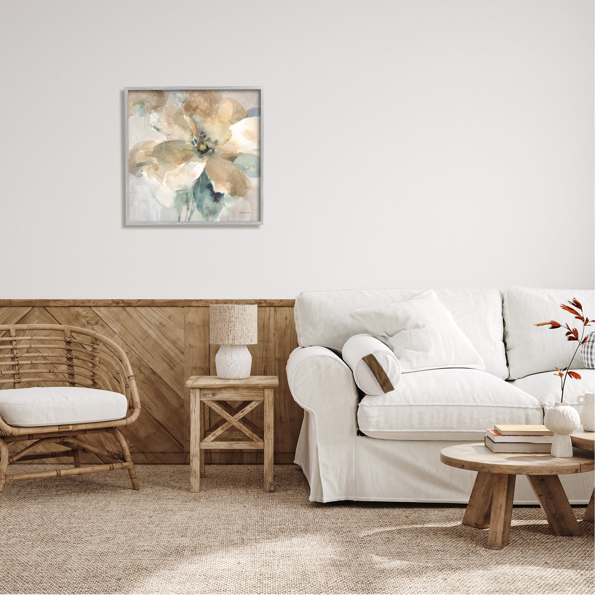 Stupell Industries Abstract Flower Petals Botanical & Floral Painting Gray Framed Art Print Wall Art, 24 x 24