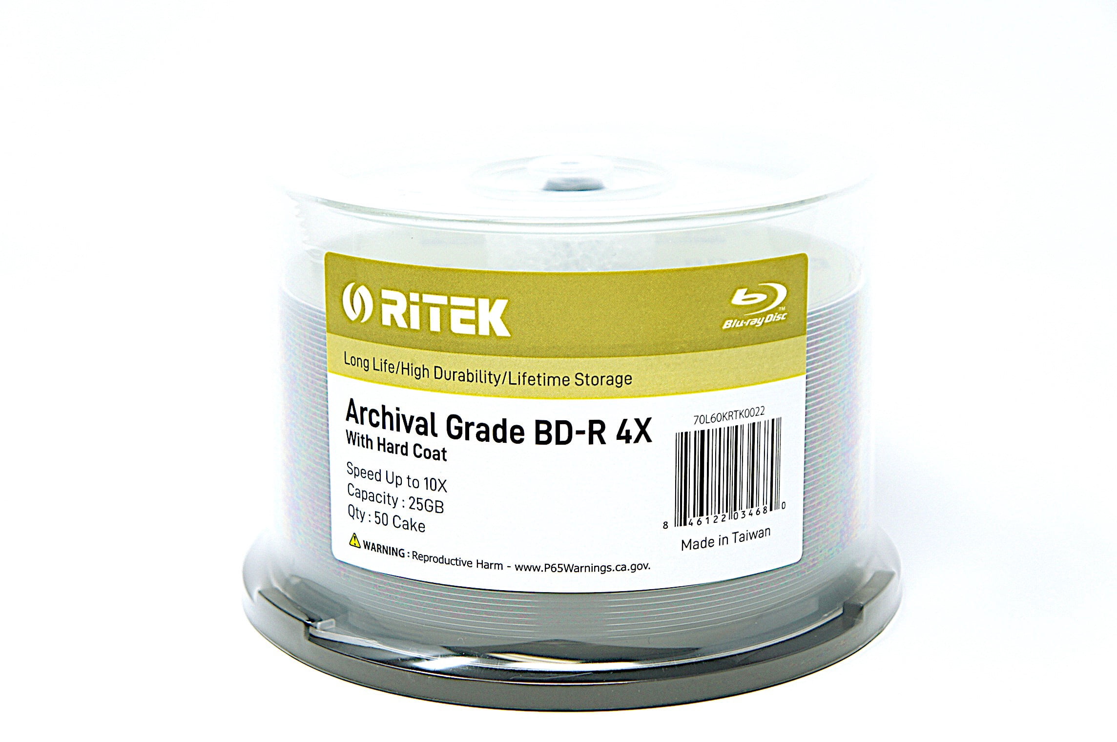 50 Pack Ritek BD-R 25GB 4X Archival Grade Blank Disc Certified by ADTC Japan