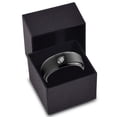 thumbnail image 3 of Tungsten American Football Ball Band Ring 8mm Men Women Comfort Fit Black Step Bevel Edge Brushed Polished, 3 of 4