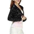 thumbnail image 2 of Qulqfy Long Sleeve Bolero Shrug for Women Crop Black Lightweight Cardigan Party Evening Night Womens Sequin Tops, 2 of 4
