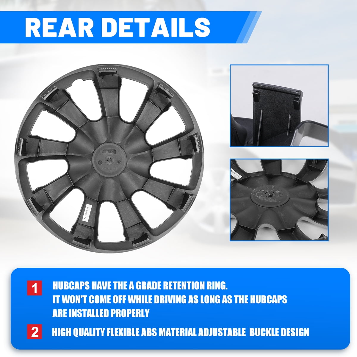 15” Wheel Rim Cover Hubcaps Universal Snap On Car Truck SUV Car Accessories Replacement Hub Caps Set of 4-15 Inch Black Matte