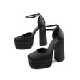 thumbnail image 2 of Women's Ankle Strap Platform High Chunky Block Heels Square Toe Solid Color Wedding Party Prom Festival Pumps, 2 of 7
