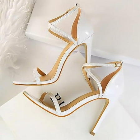 

Women s 3.4 Inches Ankle Strap High Heels Open Toe Cross Strappy Fashion Stilettos Party Wedding Pump Heel Sandals