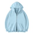 thumbnail image 6 of Quealent Girls Kids Zip Up Hoodies Double Zipper Hooded Sweatshirt with Pockets Zipper Hoodies Soft Oversized Long Sleeve Fall Winter Back to School Clothes (Light Blue, 4-5 Years), 6 of 7