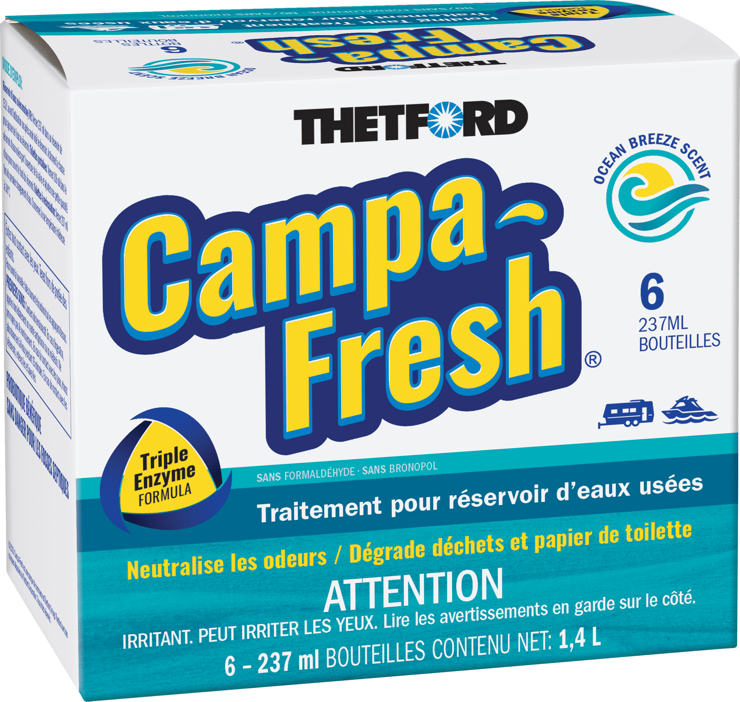 (2 pack) Thetford Campa-Fresh® Ocean Breeze 6x8 oz Liquid Holding Tank Treatment. RV Sewer System Accessories