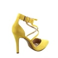 thumbnail image 2 of Young-8 Women's Pointy Toe Ankle Strap Zipper Stiletto Pumps Shoes ( Yellow, 6), 2 of 2