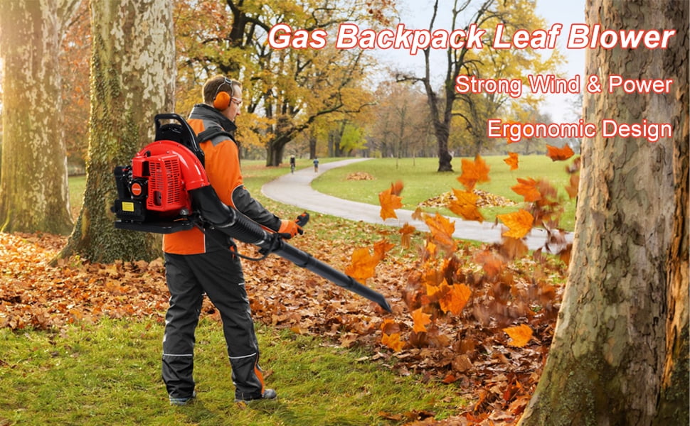 Bremoi 63CC Backpack Leaf Blower Gas Power 2-Stroke Engine, 665 CFM Backpacks Blower with Extention Tube,Commercial BackpacksBblower Comfort Harness for Home Lawn Leaf Snow Blowing Dust
