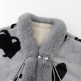 thumbnail image 4 of UTSJKR Women Heart Pattern Faux Fur Trim Poncho Cape Pearl Tassel Detail Warm Wrap Coat for Fall Winter Daily Dressing Gray, 4 of 8