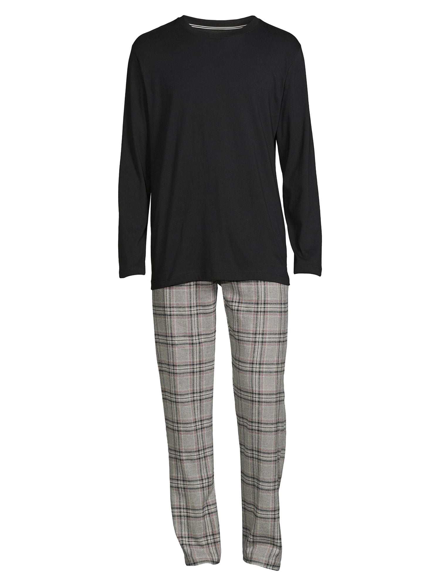 Hanes Men's and Big Men's ComfortSoft Long Sleeve Crew & Cotton Flannel Pant Pajama Set