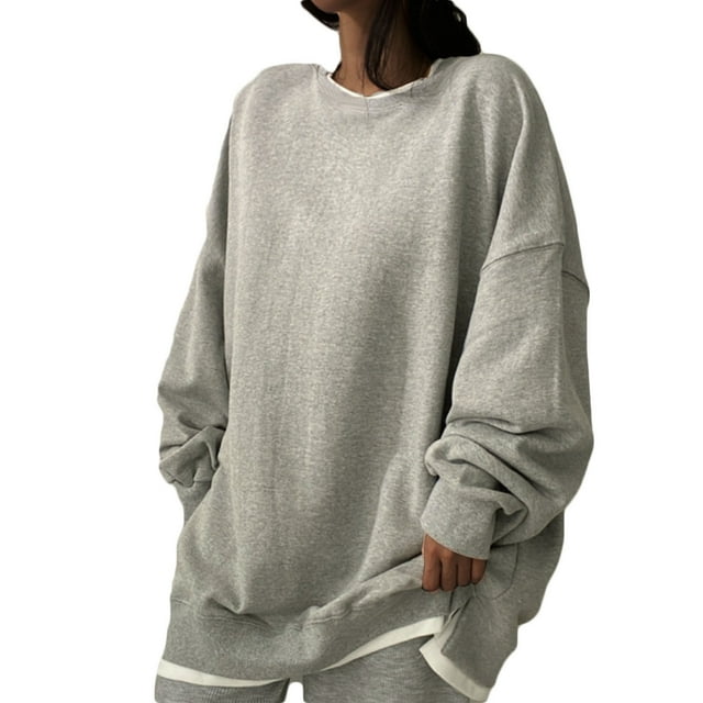 ZKCCNUK Hauts Grande Taille pour Femmes Col Rond Chandail T-Shirt de Sport Base Manches Longues, Tailles M-2TG