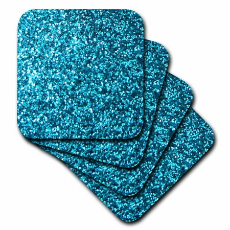- 3dRose Blue Faux Glitter - photo of glittery texture - looks like sparkly bling sparkles but is matte, Soft Coasters, set of 4