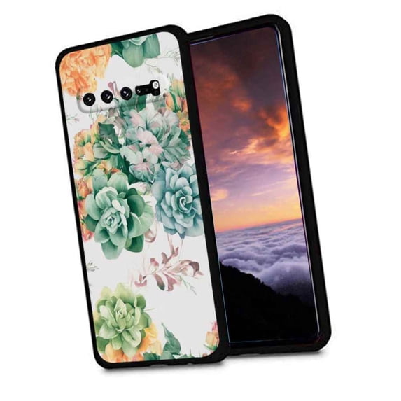 Floral-308 Phone Case, Degined for Samsung Galaxy S10 Case Men Women, Flexible Silicone Shockproof Case for Samsung Galaxy S10