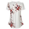 thumbnail image 4 of Blusa de manga corta Jumpingount con cuello y botones estampados para mujer Blanco S, 4 of 6