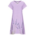 thumbnail image 4 of Vestidos casuales de verano para mujer Vestido suelto de manga corta con estampado floral de playa con cuello en V para mujer Pompotops ghjkhdj13452, 4 of 5