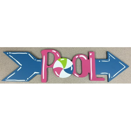 Swimming Pool Arrow Hanging Wall Sign Plaque Outdoor Home
