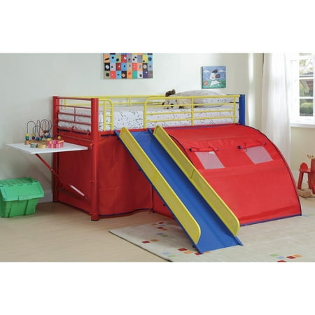 Tent Only Loft Bunk - Lofted Bunk Bed with Slide and Tent, Multicolor