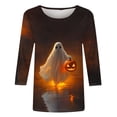 thumbnail image 6 of Chiccall Halloween Print 3/4 Sleeve Plus Size Top for Women Crew Neck Loose Casual Tunic Blouse Fall Fashion Graphic T-Shirt, 6 of 6