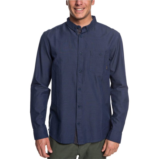 Quiksilver Camisa de popelín con botones para hombre, azul, extragrande Quiksilver Botones al frente