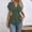 Green, variant on Women's V Neck Wrap Front Peplum Top – Ruched Waist, Raglan Short Sleeve, Solid Color Pleated Blouse Navy Blue，L