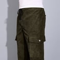 thumbnail image 4 of Dagugfen Mens Pants Fall Winter Flare Leg Elastic Waist Drawstring Side Zipper Casual Cargo Sports Pants Pockets, 4 of 8