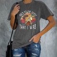 thumbnail image 2 of Camiseta de verano de manga corta con cuello redondo para mujer, transpirable, holgada, con estampado de letras, gris oscuro, XXL, 2 of 6