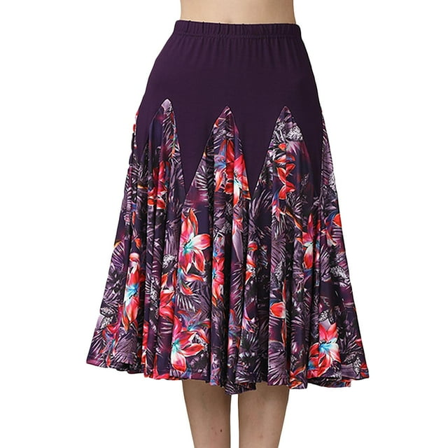 Falda de baile de salón para mujer, falda de práctica para baile latino, rumba, flamenco Púrpura