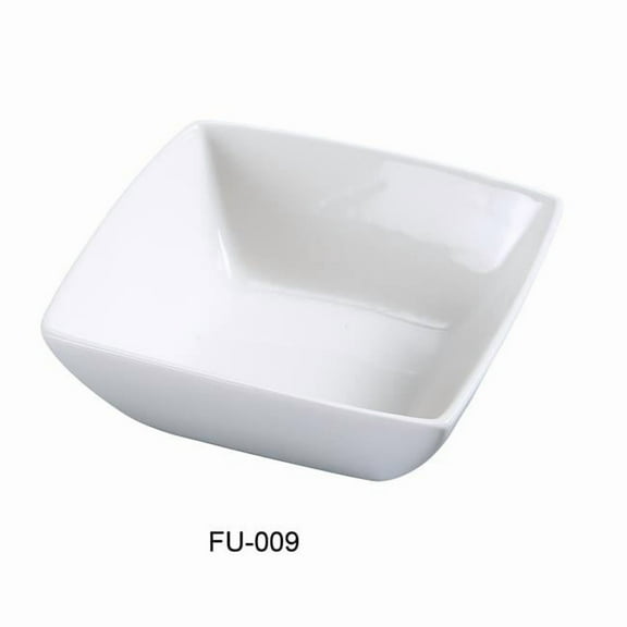 9 in. Fuji Porcelain Square Bowl, Bone White - Pack of 12