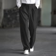 thumbnail image 2 of RYDCOT Men's Pleated Baggy Dress Pants High Waisted Straight Leg Pants Casual Work Trousers with Pockets Slacks for Men Black, 2 of 9