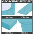 thumbnail image 3 of 6 Piece Luxury Rayon Made From Bamboo Sheets Set- California King Aqua Sheets, Softer Than Cotton-Up To 16" Deep Pockets-Wrinkle Free-Extremely Soft Bamboo Derived Rayon Sheets- California King,Aqua, 3 of 5