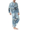 thumbnail image 2 of Naloa Winter Reindeer In Snowy Mountains Men’s Pajamas Set - Long Sleeve Button Down Sleep Shirt and Pajama Bottoms Sleepwear Set-Small, 2 of 7
