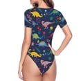 thumbnail image 4 of Balery Dinosaur Flowers Women's Short Sleevee Crew Neck Bodysuit Tops Short Sleeve Tops Basic-Large, 4 of 9