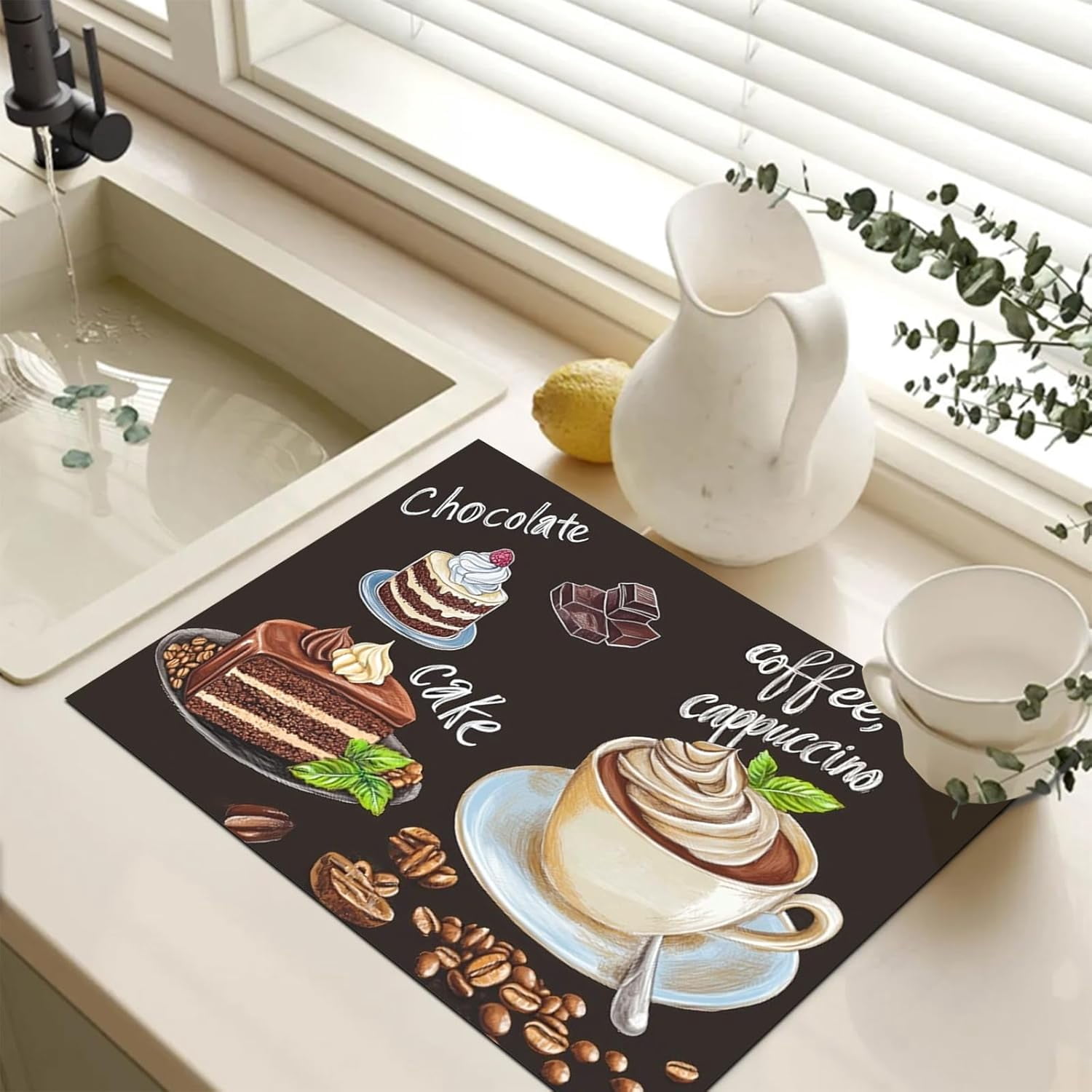 Stove Top Covers for Electric Stove 28x20 Inch Countertop Protector Glass Top Stove Cover Heat Resistant RV Range Covers Dish Drying Mat Coffee Chocolate Cake Design