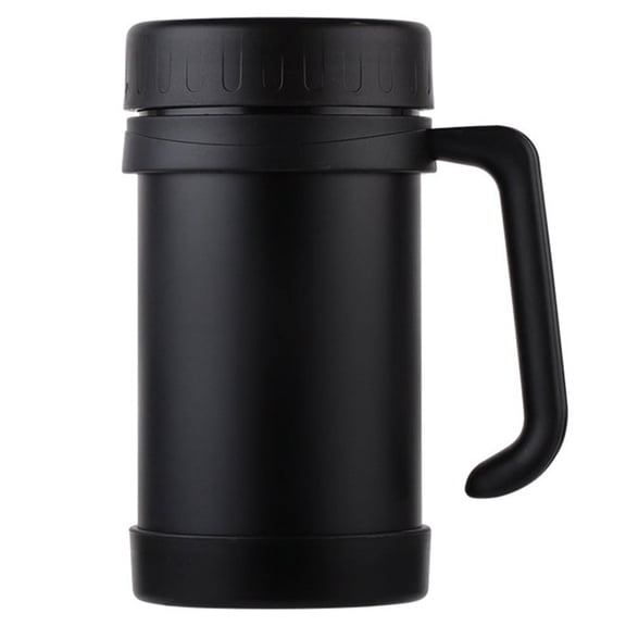 500Ml/17Oz Mug Stainless Steel Vacuum Flasks With Handle Cup Office Thermoses For Tea Insulated Cup Black