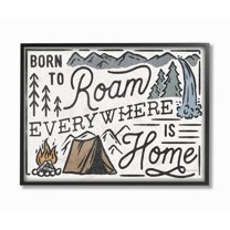 Stupell Industries Born To Roam Everywhere Camping Forest Nature Words Framed Wall Art Design by Laura Marshall, 24" x 30", Black Framed
