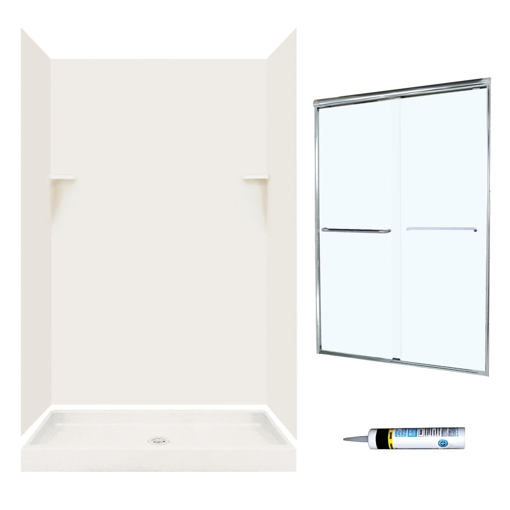 Swan SSP3248018M46570CC Solid Surface 5Piece Alcove Shower Kit, 32in