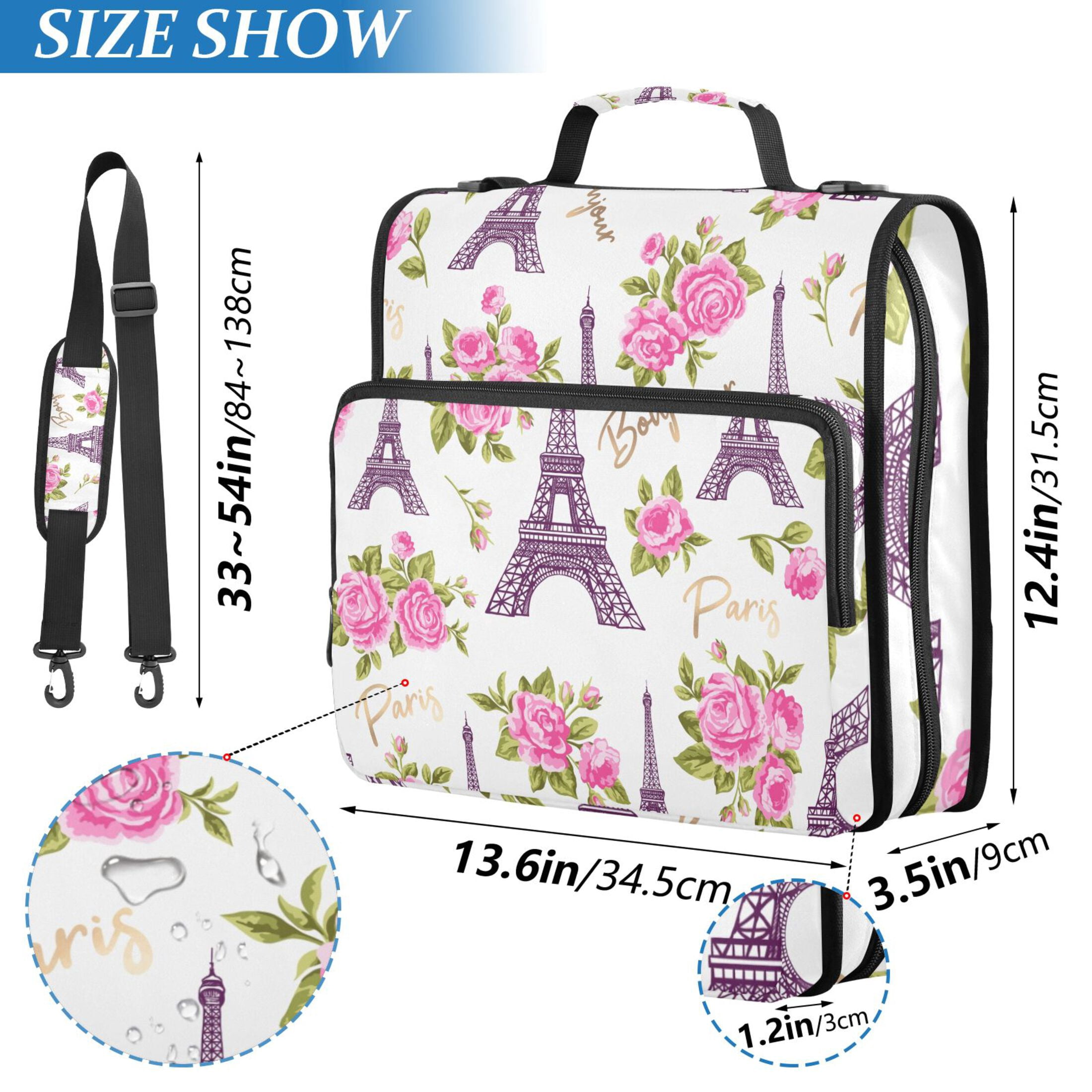 ALAZA Zipper Binder Rose Flowers and Towers 3 Ring Trapper Keeper File Folder Organizer Bag