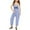 Blue, variant on MIXUE Toddler Girls Jumpsuits & Rompers Summer Letter Print Spaghetti Strap V Neck Sleeveless Loose Bodysuits With Pockets Daily-Wear,Green,4-5 Years
