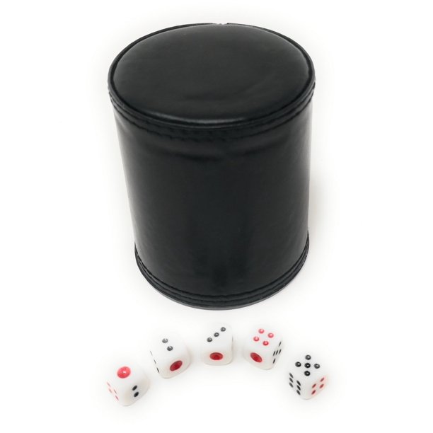 THY COLLECTIBLES Dice Cup with 5 Dices, PU Leather Professional Dice