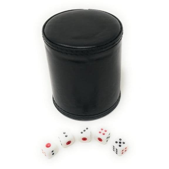 THY COLLECTIBLES Dice Cup with 5 Dices, PU Leather Professional Dice Shaker Cup Set for Yahtzee/Craps/Backgammon or other Dice Games