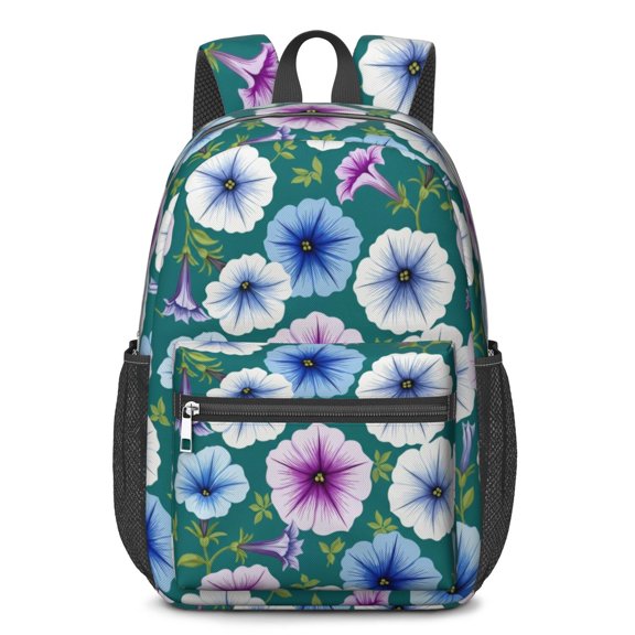Pioneer Flower Floral Print Pattern 17" School Backpacks for Teens,Waterproof Oxford Fabric,S-Shape Padded Straps for School,Travel,Hiking,Camping