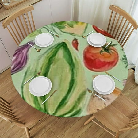 

Patifu Vegetables Herbs Organic Round Tablecloth Stain-Resistant Washable 100% Polyester Full Width Single-Sided Printing Table Cloth for Indoor Outdoor Restaurants Weddings Parties 38 -42