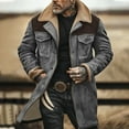 thumbnail image 2 of ZTKWD Mens Western Cowboy Jacket Long Trench Coats Vintage Jacket Zip Up Plush Collar Cowboy Peacoat Retro Tops, 2 of 4