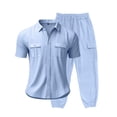 thumbnail image 6 of FNFYFH Mens 2 Piece Linen Sets 2026 Casual Button Down Shirts and Cargo Pants Summer Clothing Beach Vacation Outfits, 6 of 10
