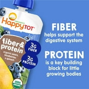 Happy Tot Organics Fiber & Protein, Stage 4, Pears Blueberries & Spinach Organic Tot Food, 4 oz. (8 pack)